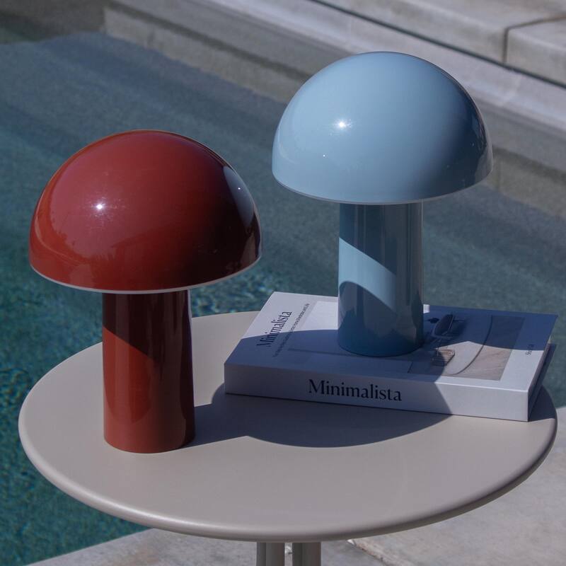 Brightech Celia 10.24 in LED Glossy Modern Round Dome Dimmable Cordless Portable Rechargeable Bedside Nightstand Desk Lamp