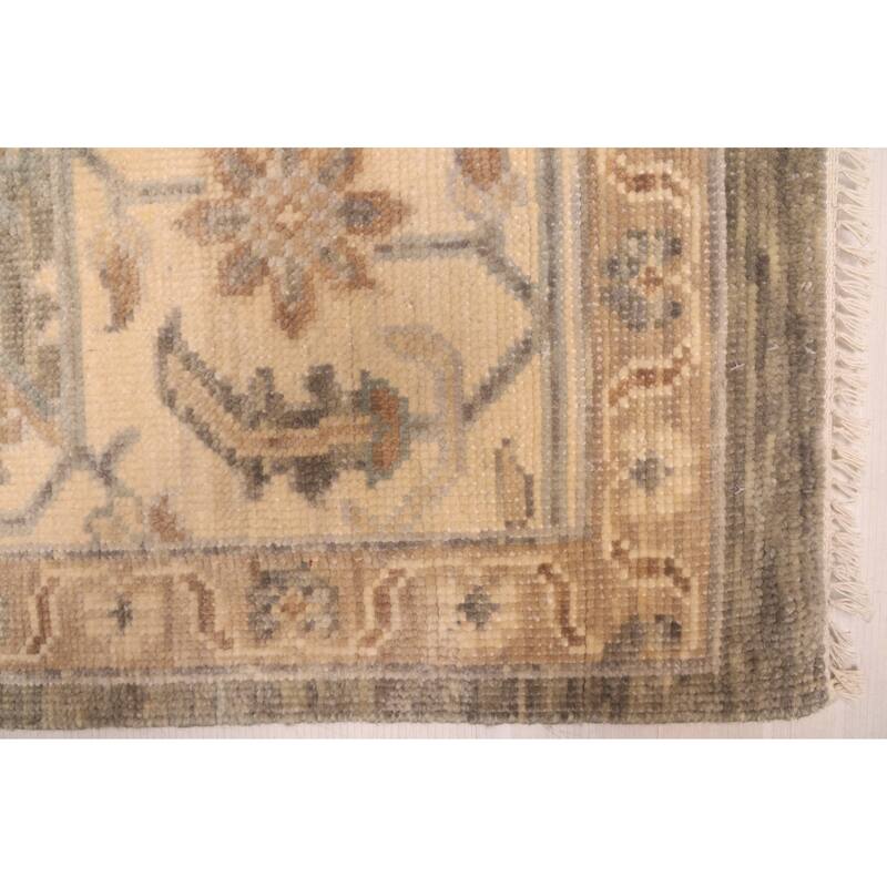 ECARPETGALLERY Hand-knotted Modern Oushak Dark Olive Green Wool Rug - 9'0 x 11'11