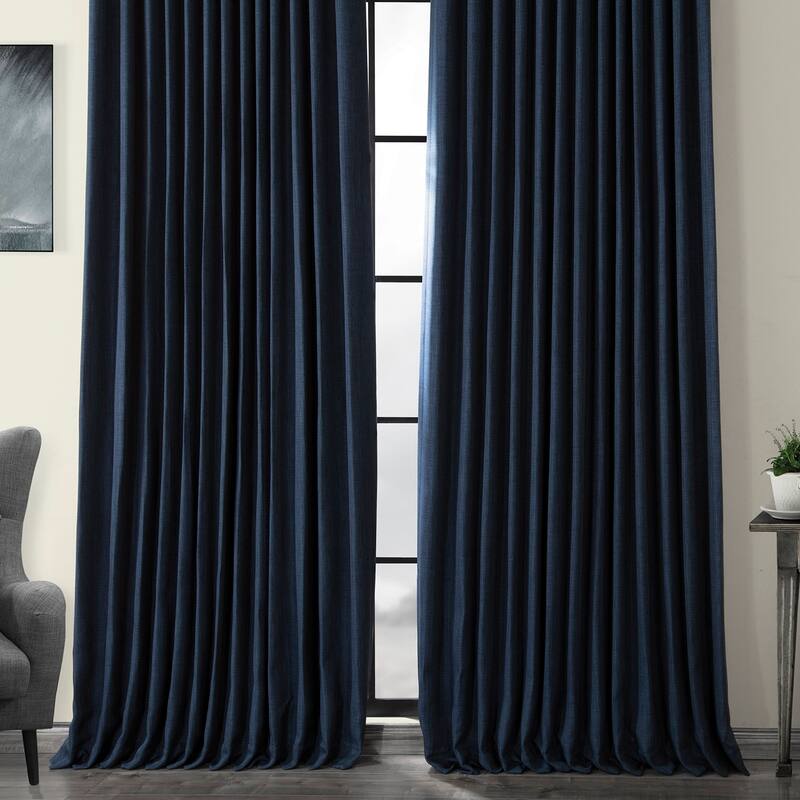 Exclusive Fabrics Faux Linen Extra Wide Room Darkening Curtain Panel
