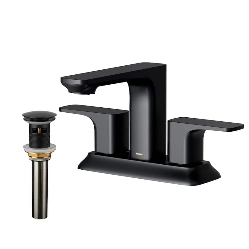 Karran Venda KBF516 2-Handle Two Hole Centerset Faucet Bathroom Faucet with Matching Pop-up Drain - Matte Black