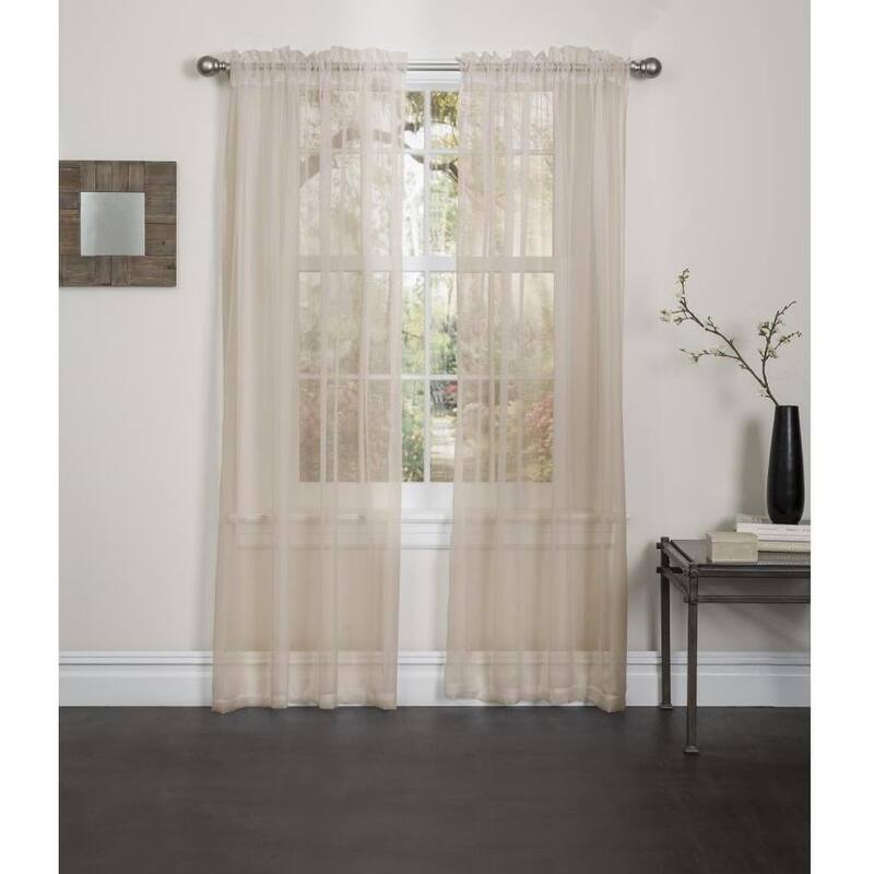 Lisa Solid Sheer Rod Pocket Single Curtain Panel, Window Treatment Light Filtering 55"x84" - 55x84
