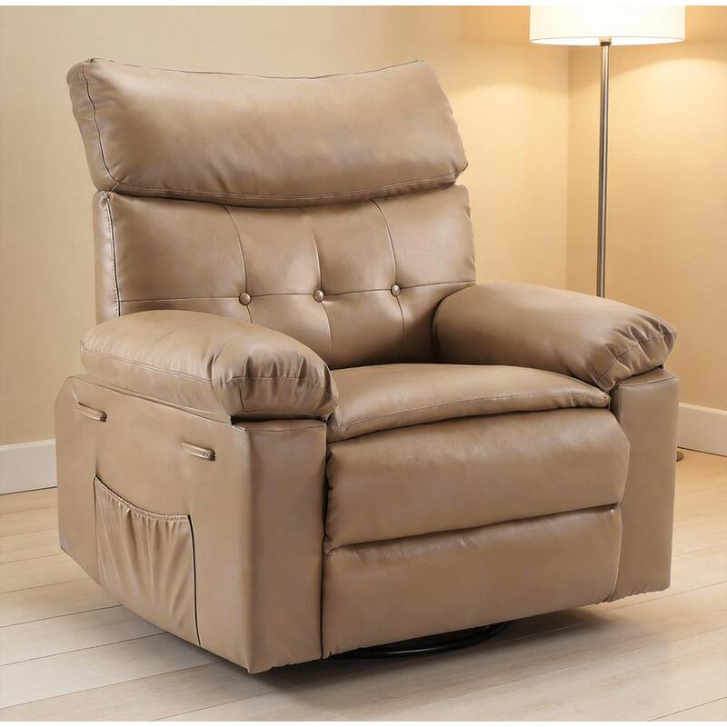 360° Rocker Swivel Recliner, Oversized Wide - Tan