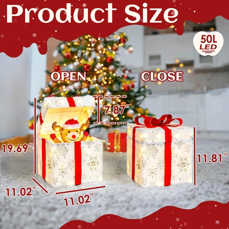 12in Motorized Gift Box Christmas Decorations with Motor