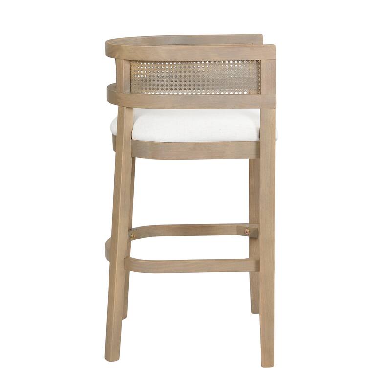 Christopher Knight Home-Glovers Wood And Rattan Upholstered Bar Stools Set of 2