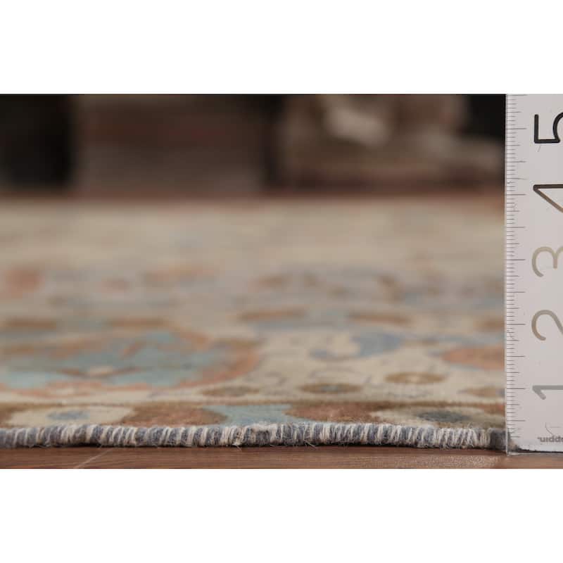 Distressed Floral Tabriz Persian Vintage Area Rug Handmade Wool Carpet - 9'4"x 12'10"