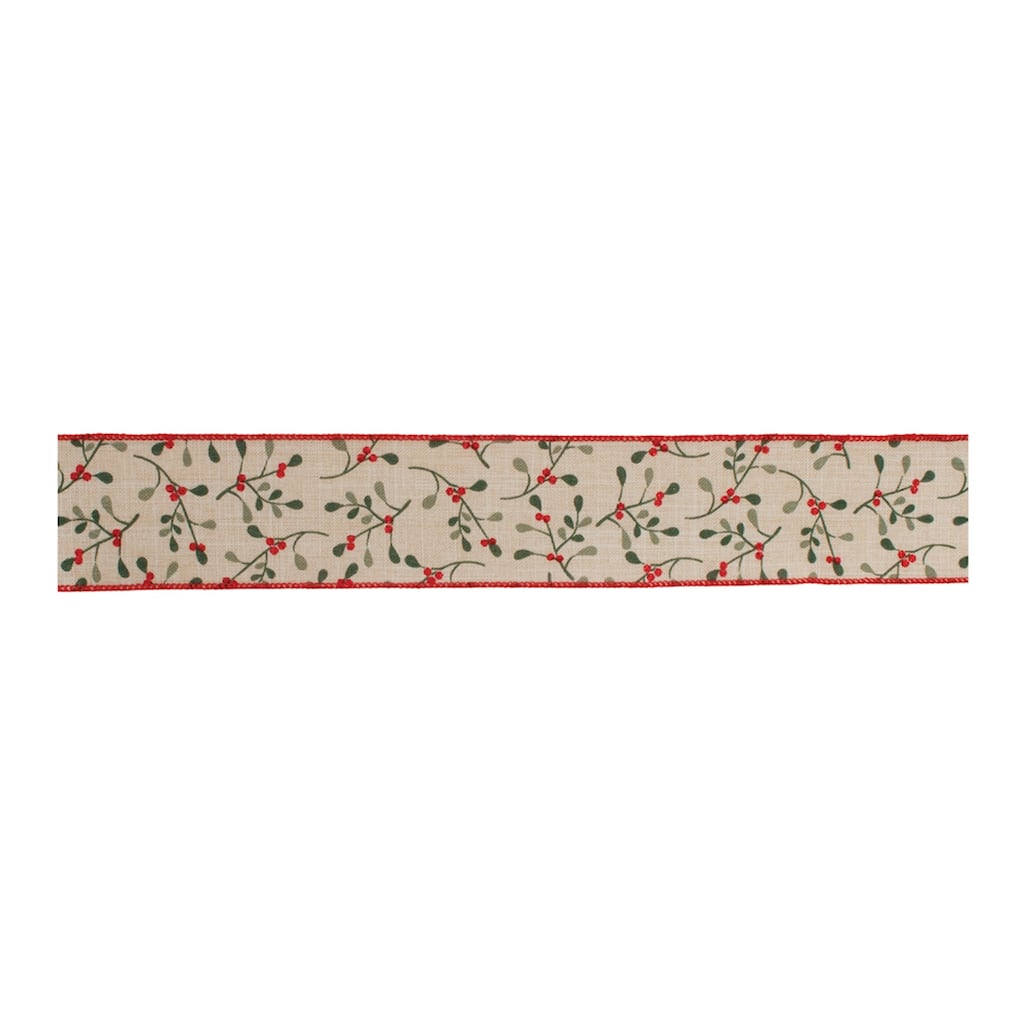 Set 2 Rolls 10 Yards Red and Beige Wired Holiday Ribbon Perfect for Christmas Wrapping or Decoration - 360”L x 2.5”W x 0.25”H