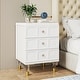 preview thumbnail 8 of 12, 3-Drawer Bedside Table Nightstand for Bedroom White+Gold-1PCS