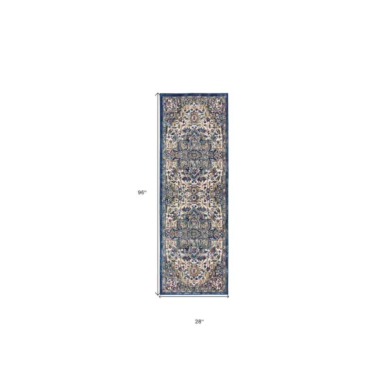 Honid Power Loomed Distressed Abstract Floral Non Skid Area Rug By HomeRoots - 96' X '28' X '0.5