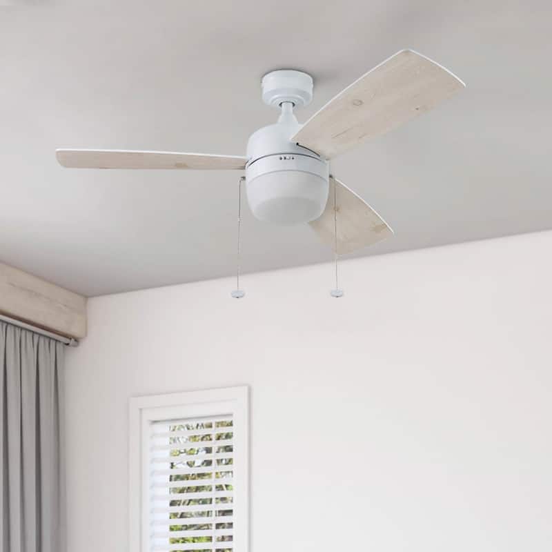 44" Honeywell Barcadero Matte Black Contemporary Indoor LED Ceiling Fan with Light, Pull Chain