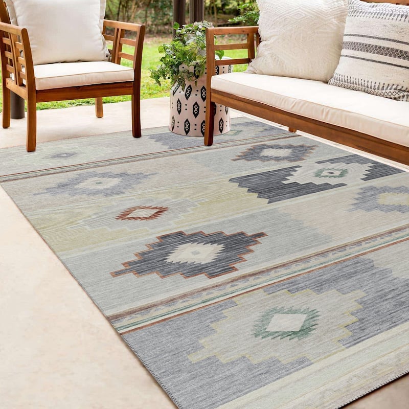 Indoor/ Outdoor Sonora Boho Medallions Washable Rug - 10' x 14' - Gray