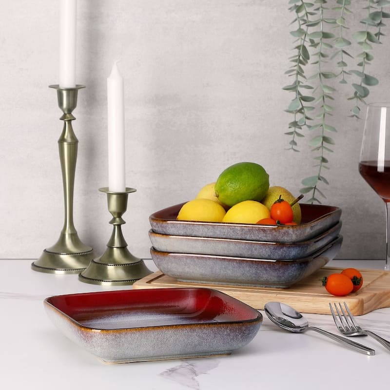 vancasso Stern Reactive Glaze Stoneware Dinnerware Set, Service for 4