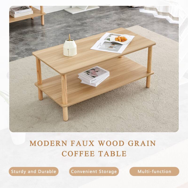Living Room Rectangular 2-Tier Coffee Table