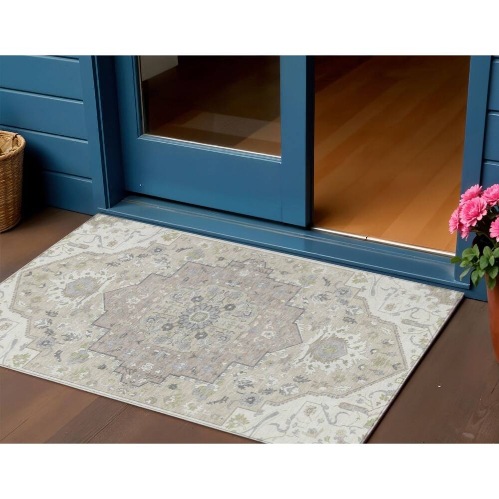HomeRoots Oriental Traditional Rectangle Outdoor Rug