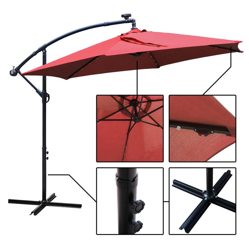 Maypex 10 Feet Solar Offset Outdoor Patio Umbrella