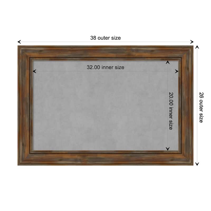 Amanti Art Alexandria Rustic Brown Framed Magnetic Board - Board Size 32x20