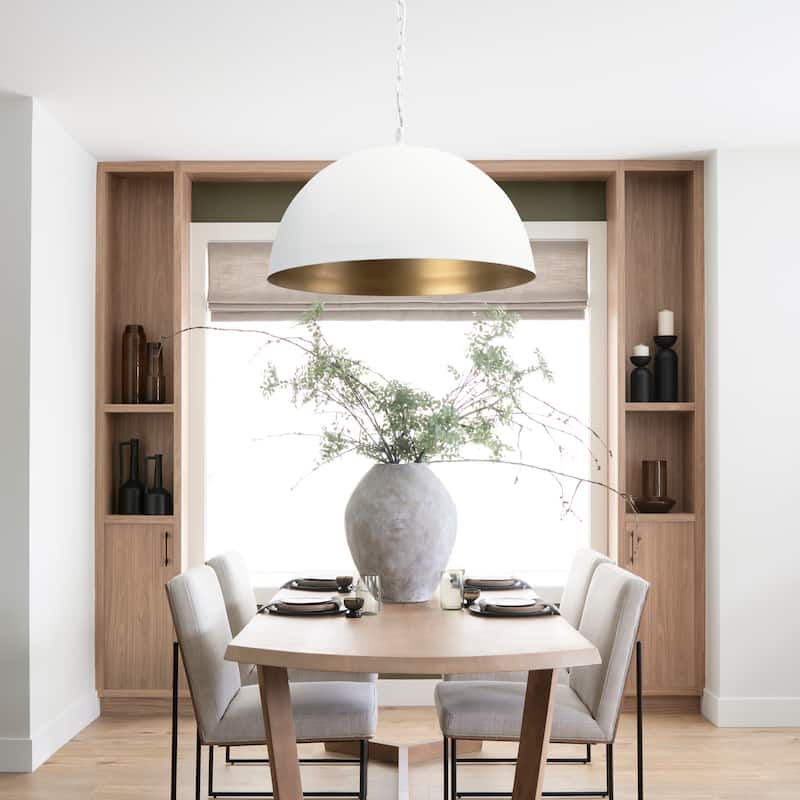 Juniper Matte White And Gold Dome Pendant Light