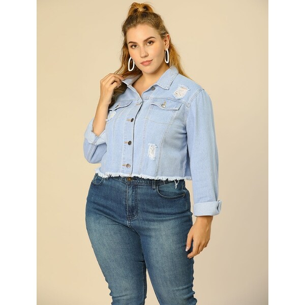 plus size light denim jacket