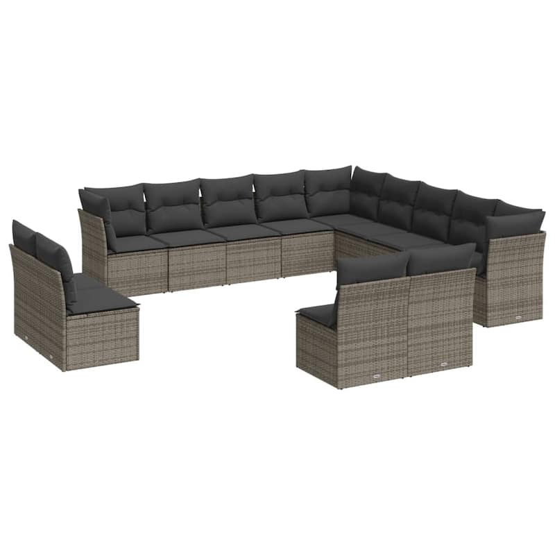 vidaXL Patio Sofa Set with Cushions Outdoor Furniture 14 Piece Poly Rattan