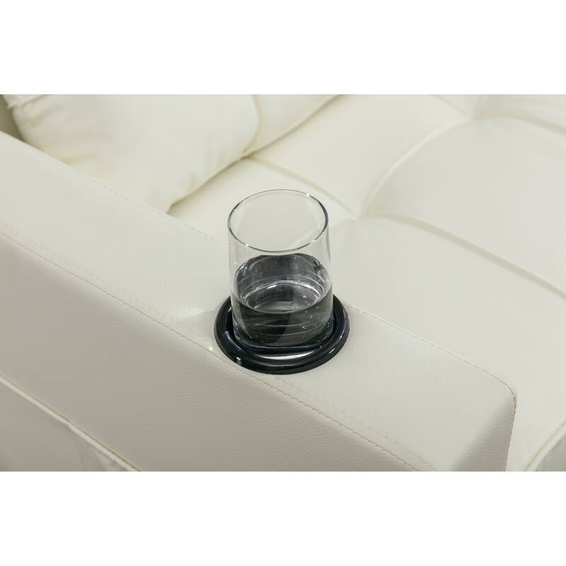 Leather Convertible Futon Armchair Bed with USB Ports, Adjustable Backrest (3-Position), and Built-in Cup Holders
