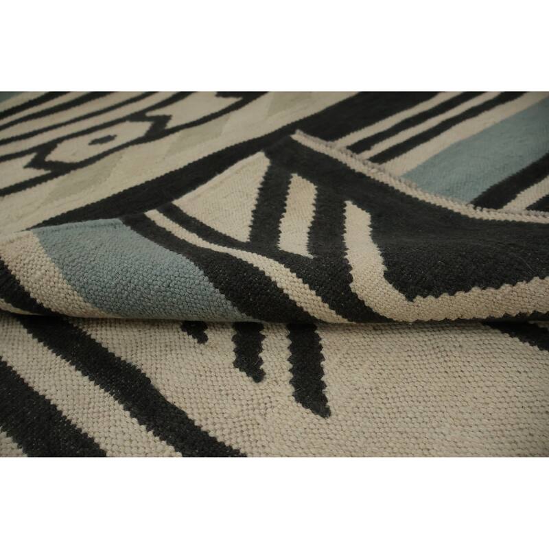 Hand Woven Oriental 100% Wool Carpet Southwestern Tribal Multi-Colored Kilim Area Rug - 9' 11'' X 8' 1''