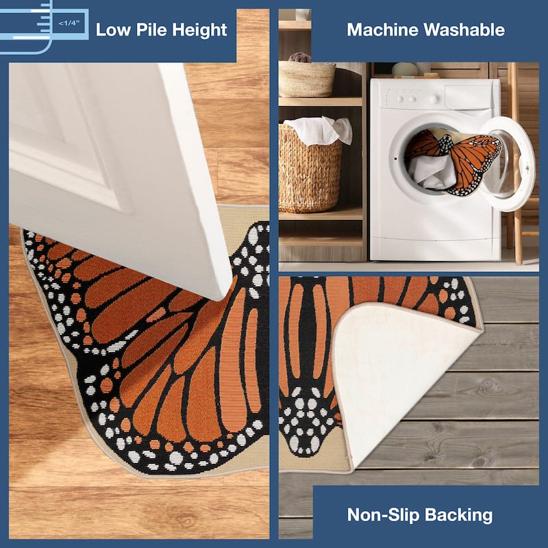 Liora Manne Esencia Monarch Indoor/Outdoor Mat Orange 3'3" x 1'9" SHAPED - 3'3" x 1'9" SHAPED