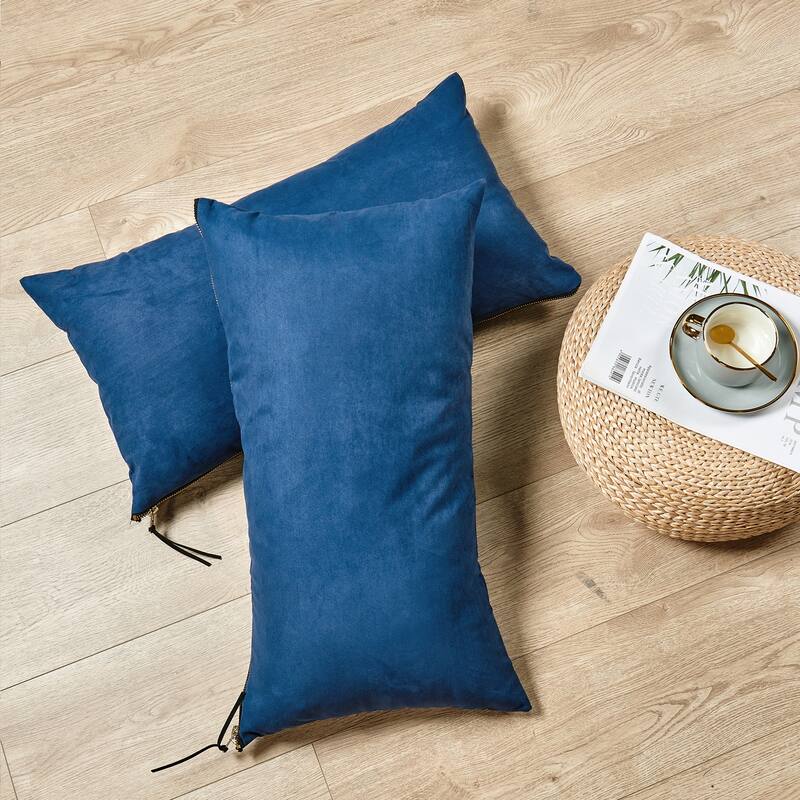 Suede 2 Piece Pillow Shell Set with Big Zipper, NO INSERT