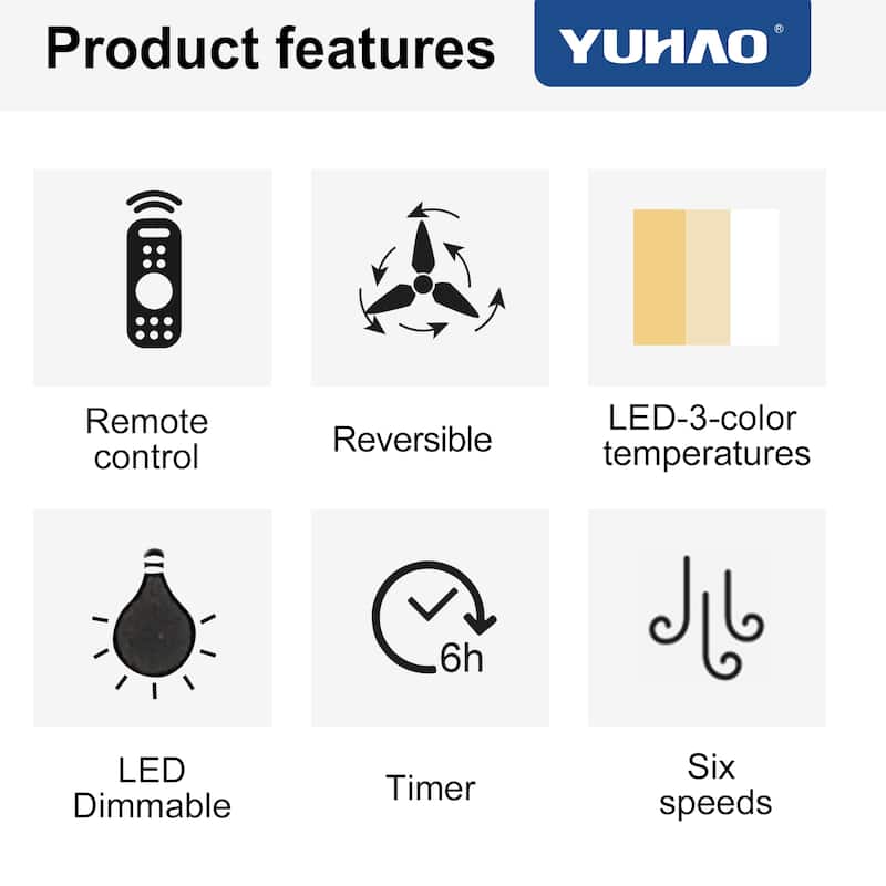 52"/66"/72"/76 Inch Modern Ceiling Fan with Dimmable LED Light ,Remote&APP Control,8 Blades for Large Living Room,Porch