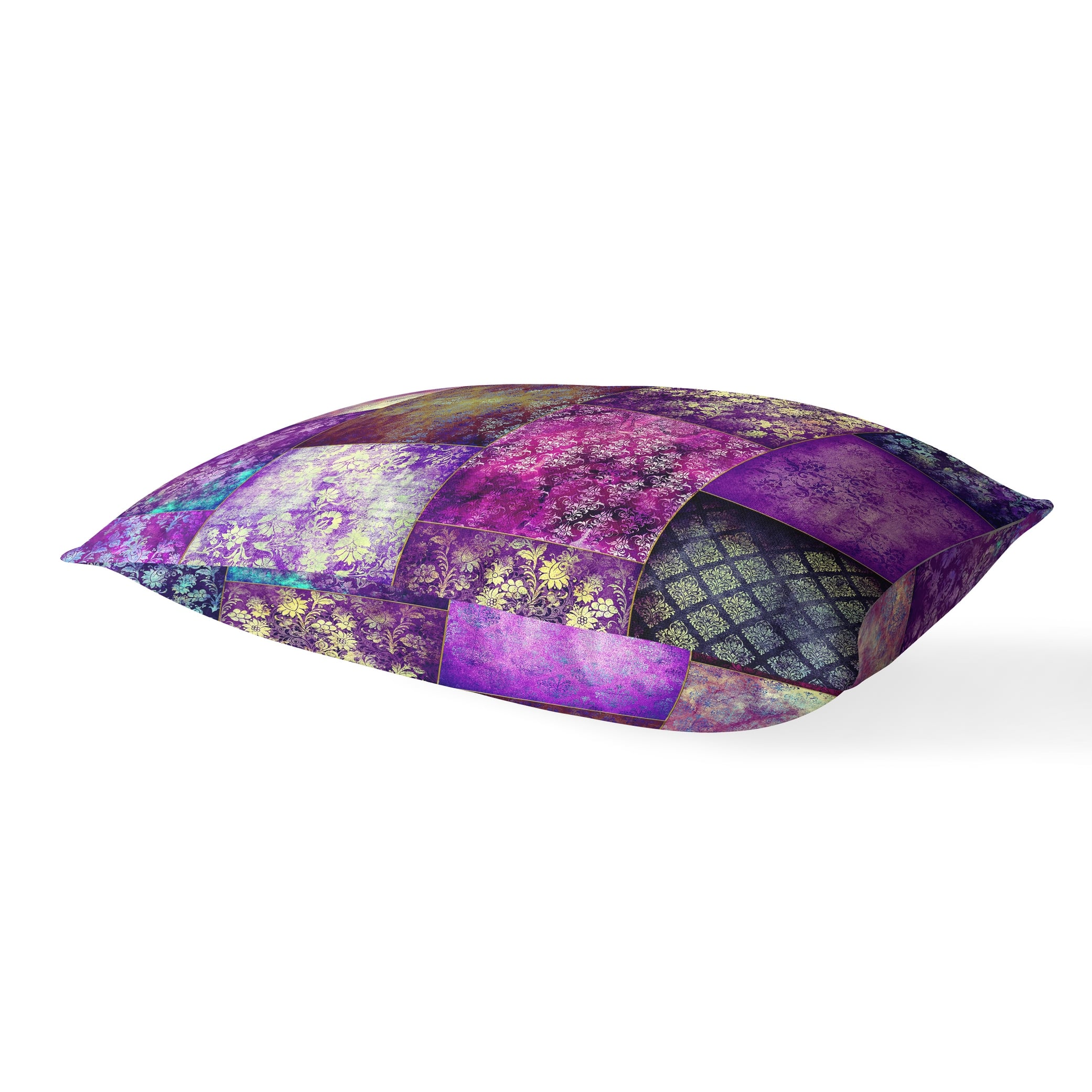 ECLECTIC BOHEMIAN PATCHWORK PURPLE Lumbar Pillow By Kavka Designs Bed