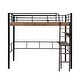 preview thumbnail 11 of 11, Artsy & Multi-functional Design Metal Full Size Loft Bed with Built-in Desk, Storage Shelf and Ladder, Safety for Kids, Black