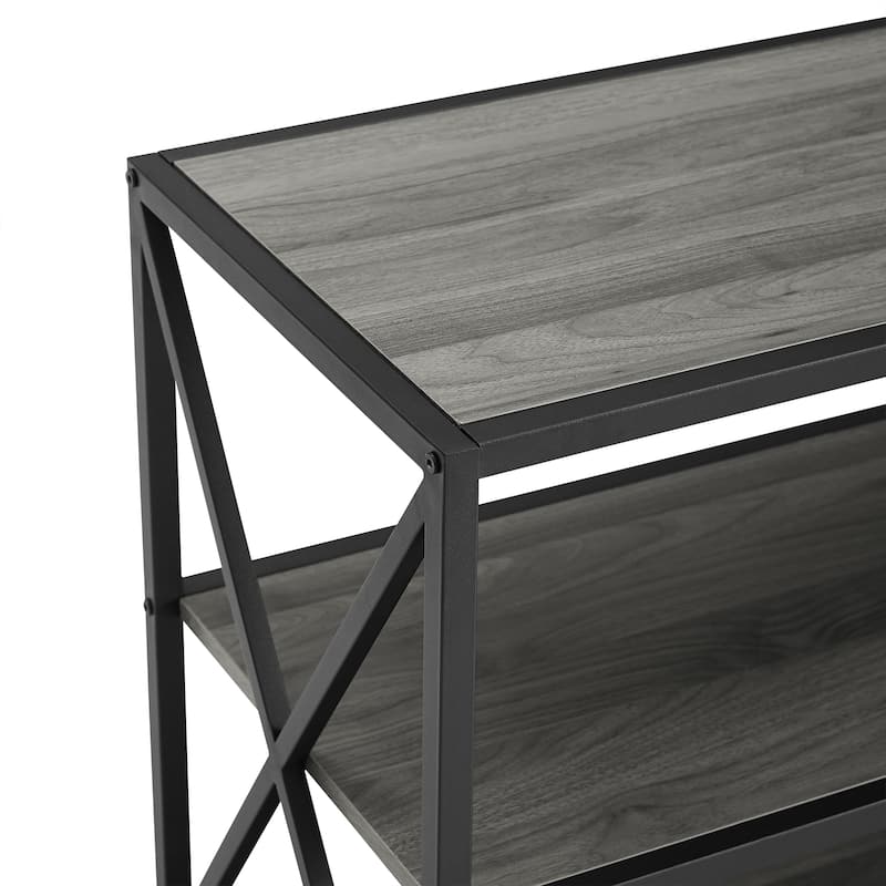 Middlebrook Designs Hattie 60-inch X-frame Bookshelf - Slate Grey / Black Metal