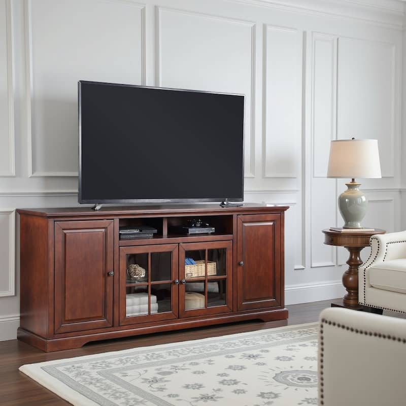 Bridgevine Home Classic 78 inch TV Stand Console for TVs up to 85 inches, No Assembly Required, Dark Cherry Finish