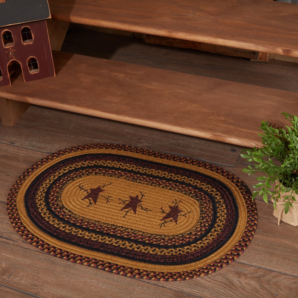 Heritage Farms Star and Pip Jute Rug Oval w/ Pad 20x30 - 20" x 30"
