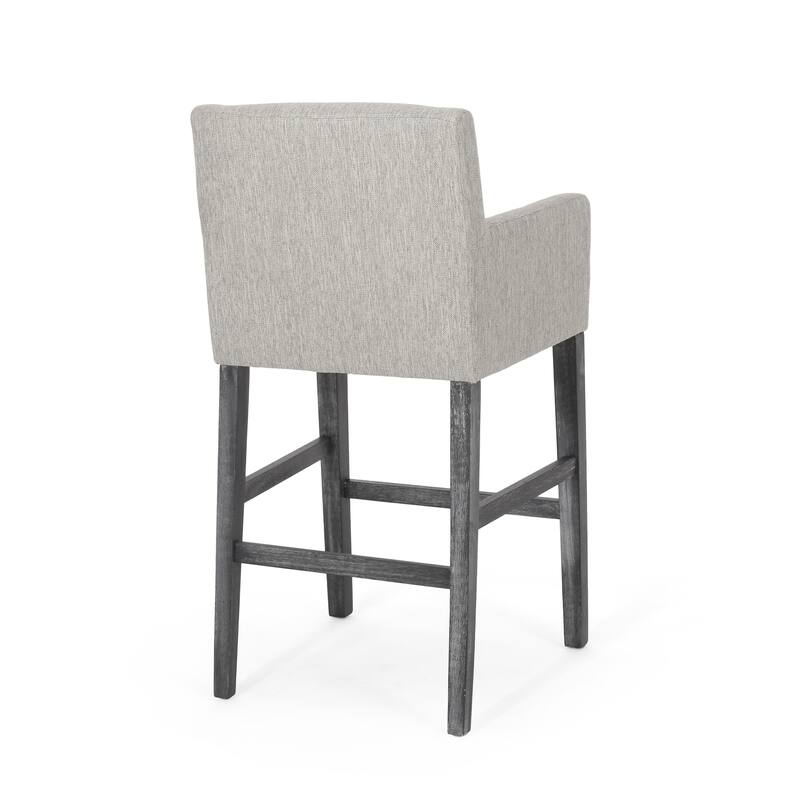 Roomfitters Upholstered 30.5 Inch Counter Stools with Armrests and H-Frame Base, Light Gray