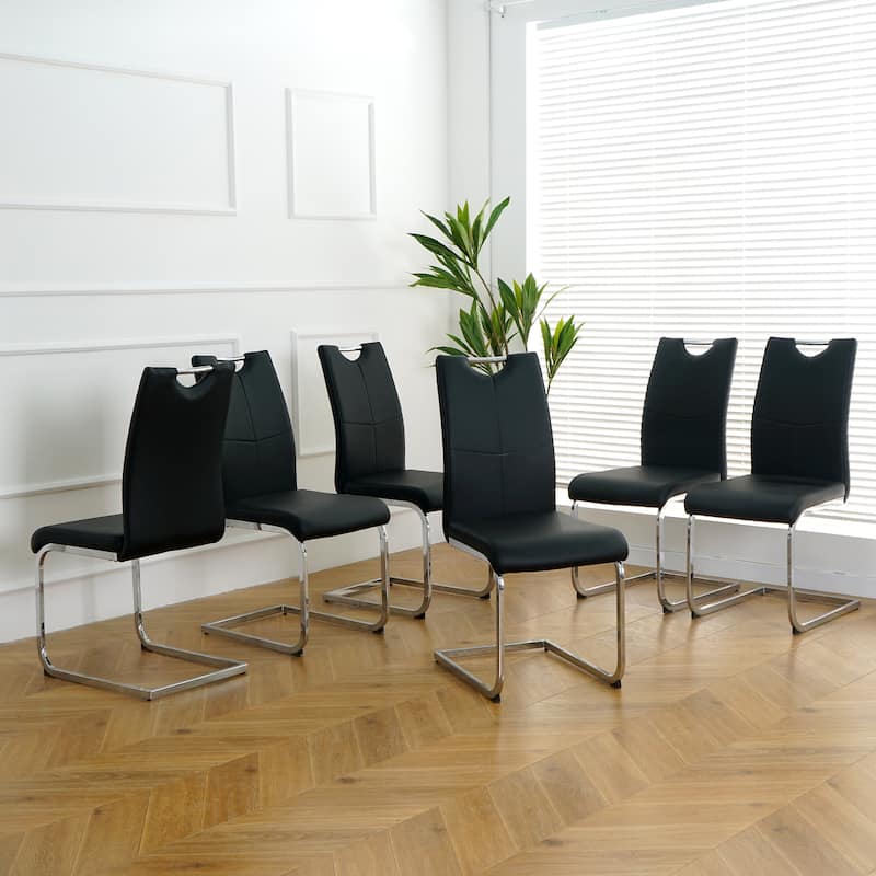 6PCS Dining Chairs with Faux Leather Padded Seat,Chairs Upholstered Chair with Metal Legs