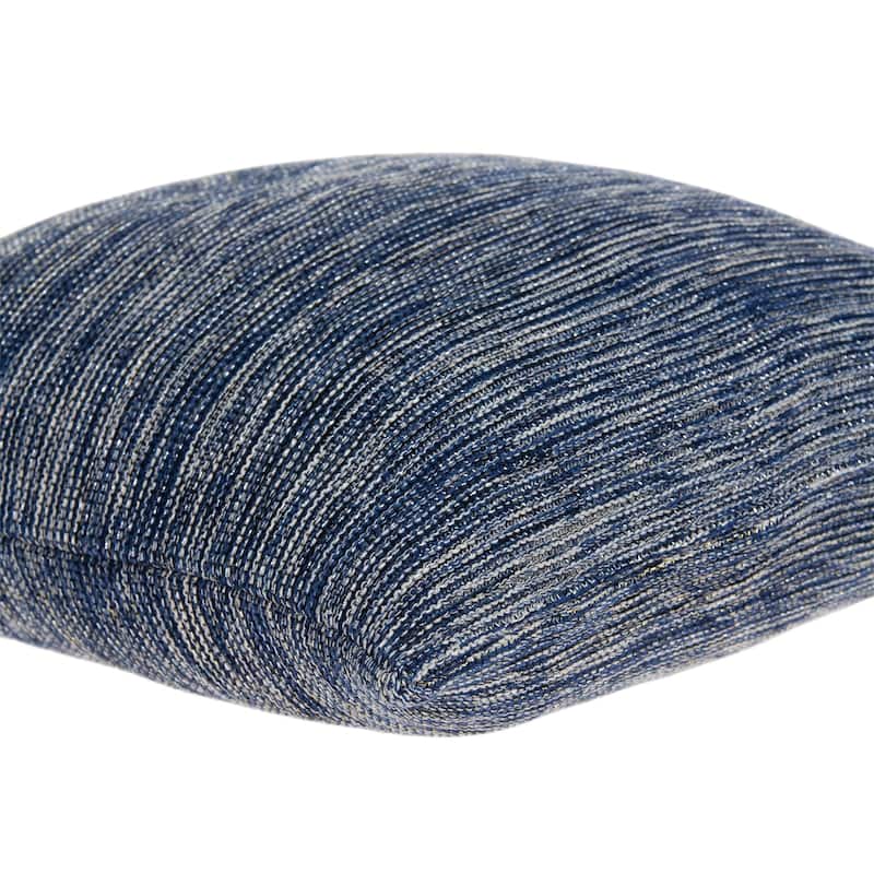 Knitted stripe Square Cotton Throw Pillow - 20" - Blue and Gold