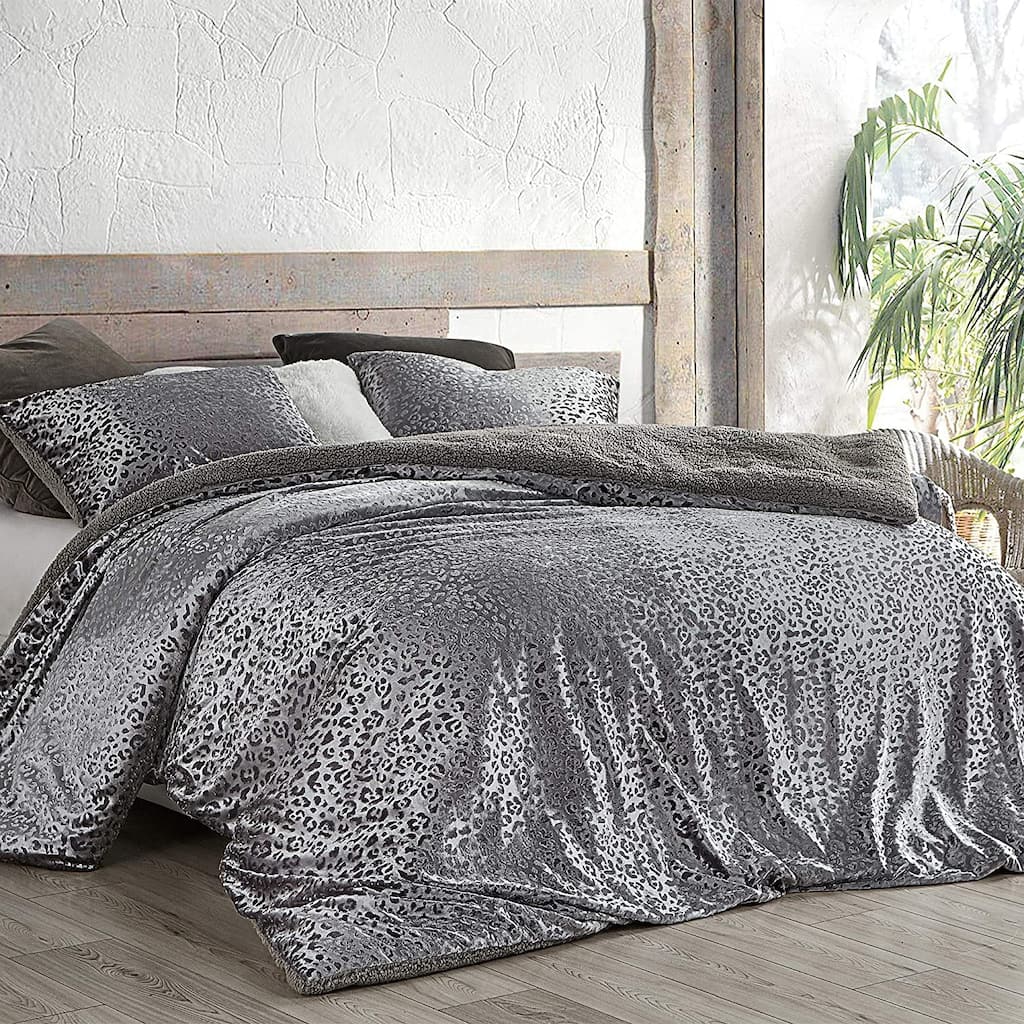 Primal Leopard - Coma Inducer® Oversized Comforter Set - Silver Black