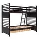 preview thumbnail 15 of 18, Elegant Twin over Twin Wood Bunk Bed with Built-in Ladder and 2 Drawers, Maximized Space, Solid Construction, Espresso