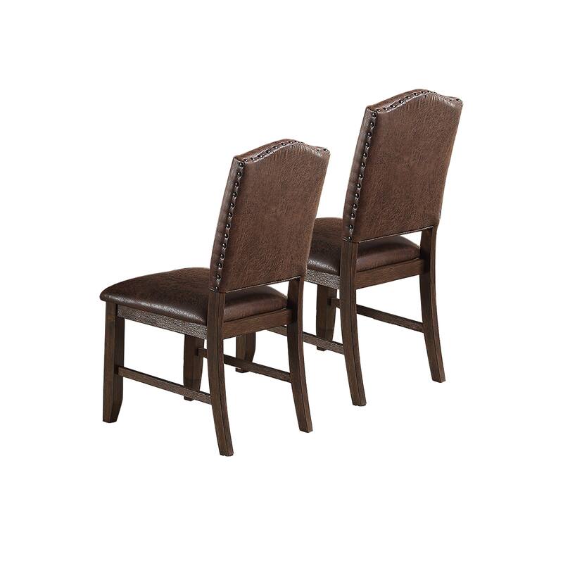 Dark Brown Faux Leather Upholstery Dining Chair, Set of 2