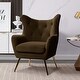 preview thumbnail 116 of 141, Eusebio Tufted Velvet Accent Chair with Wingback, Arms, and Metal Gold Legs for Living Room or Bedroom by HULALA HOME BROWN