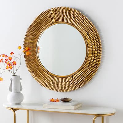 Samah Gold Sunburst Handmade Metal Accent Mirror - 32"H x 32"W x 1"D