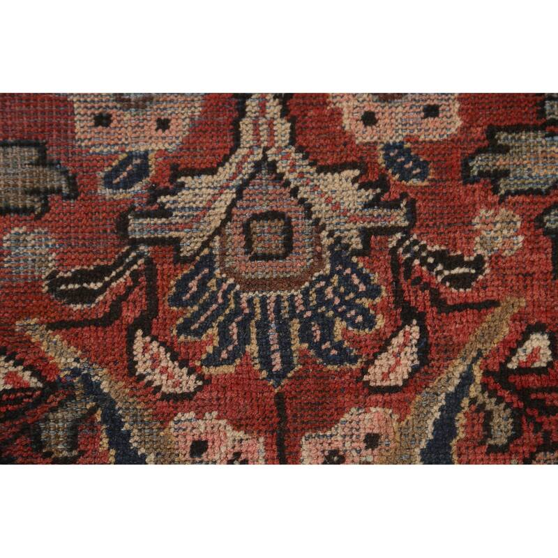 Pre-1900 Antique Floral Mahal Persian Area Rug Handmade Wool Carpet - 9'2"x 12'10"