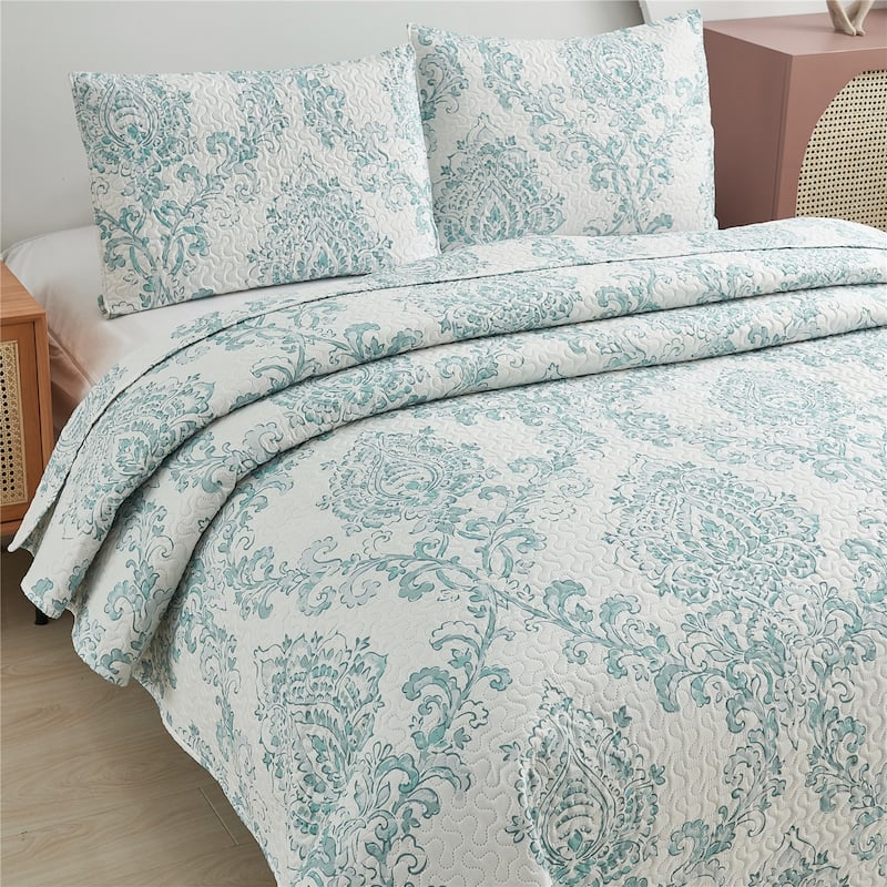 Vintage Rose Reversible Quilt Set, Bedspread, Coverlet