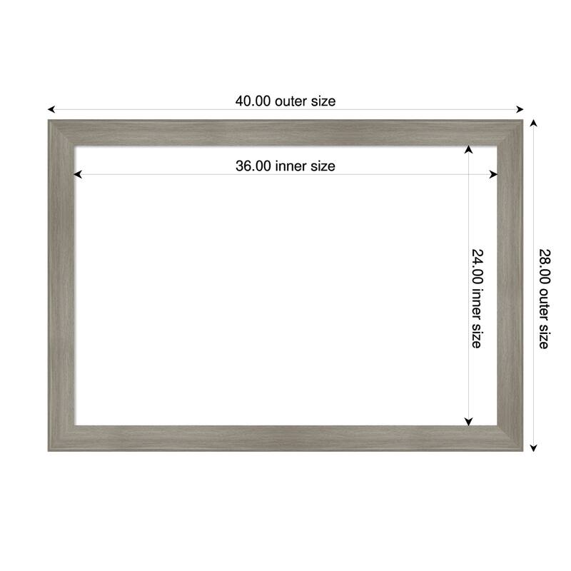 Grand Narrow Framed Dry Erase Magnetic Board - 40 x 28 in - Grand Greywash Narrow