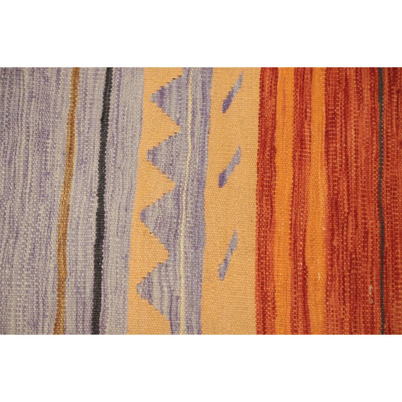 Hand Woven Oriental 100% Wool Carpet Southwestern Tribal Oranges & Rust Kilim Area Rug - 4' 0'' X 2' 0''