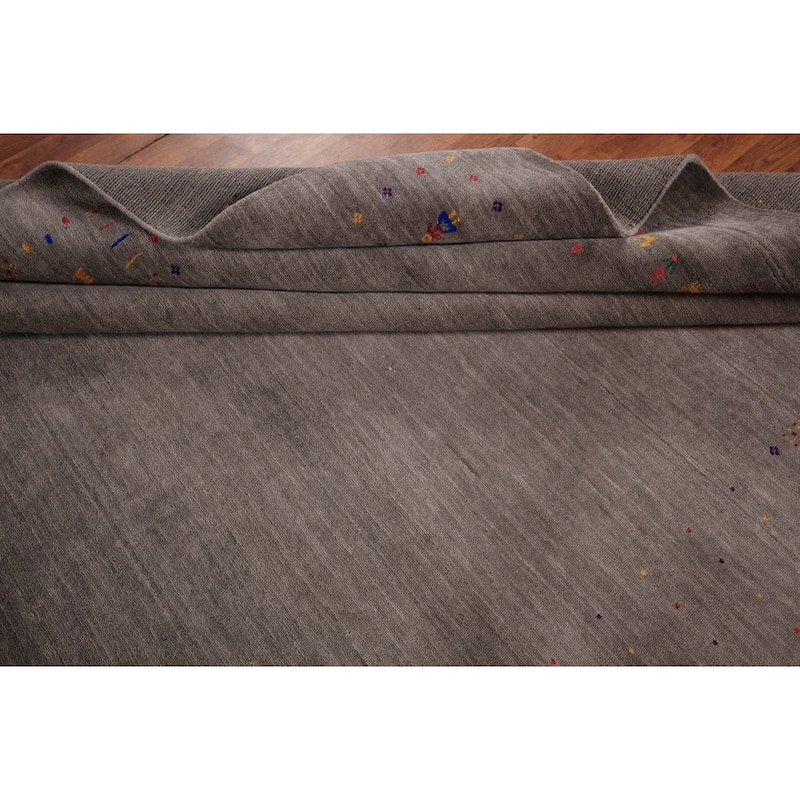 Earth Tone Tribal Gabbeh Indian Area Rug Silk Carpet - 8'0" X 9'10"