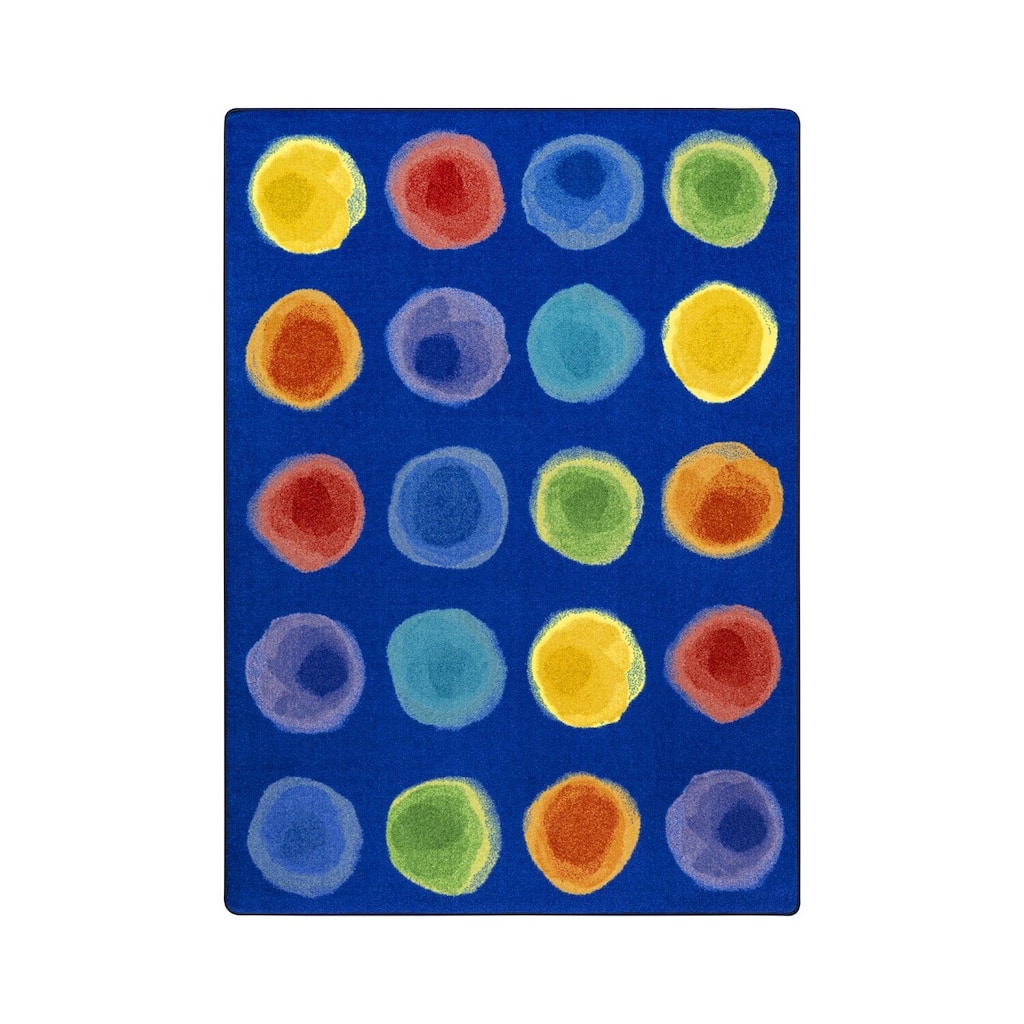 Spots 5'4" x 7'8" area rug in color Rainbow - durable soft decorative rug for home, living room & bedro - 5' Octagon