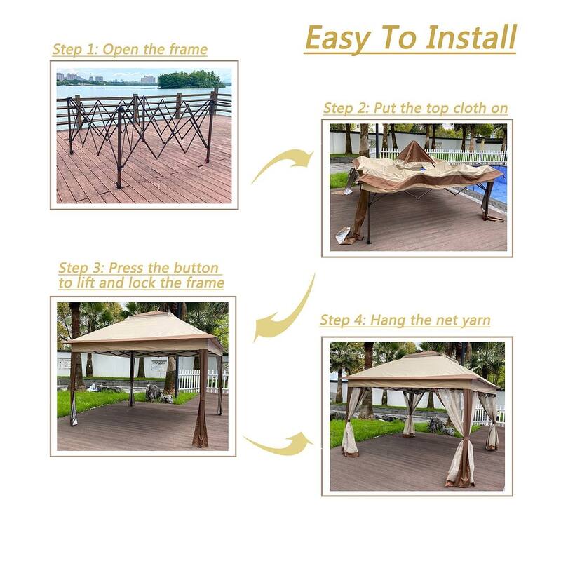 Patio Outdoor Gazebo 11X11Ft - Gazebo Canopy with Netting and 2-Tier Soft Top Event Tent for Backyard,Garden Lawn