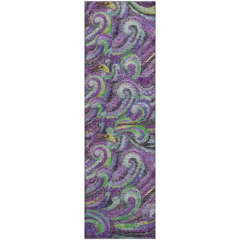Premium Washable Super Soft Contemporary Mosaic Wave Mayfield Rug