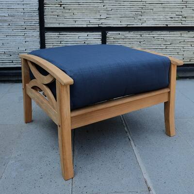 Cambridge Casual Lowell Teak Patio Ottoman with Cushion