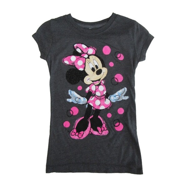 Shop Disney Little Girls Dark Gray Minnie Mouse Dot Print Cotton T Shirt Ships To Canada Overstock 23088836
